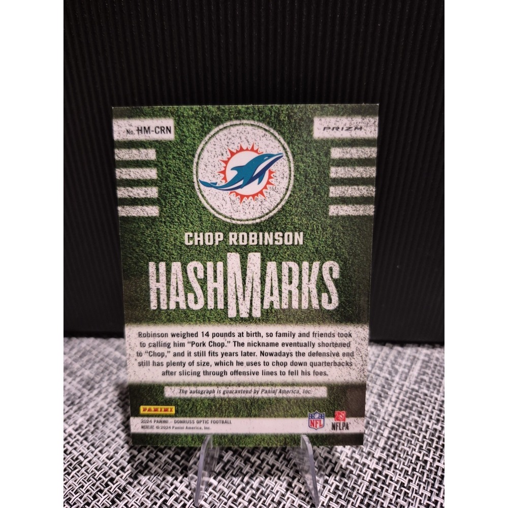 2024 Panini Donruss Optic Chop Robinson #HM-CRN HashMarks (AU)(RC) Dolphins - Picture 2 of 7